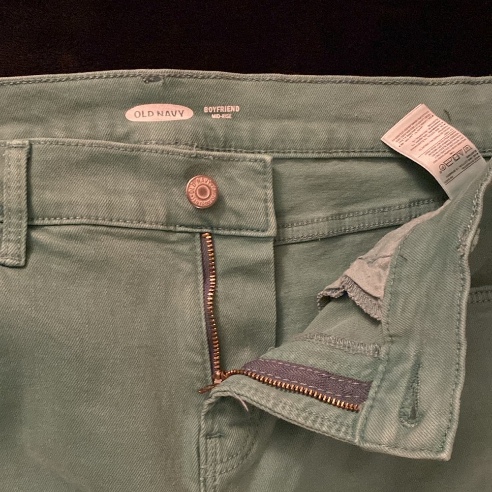 NWOT Old Navy Turquoise Mid Rise Boyfriend Distressed Denim Jeans Size 10‎ - Picture 11 of 13